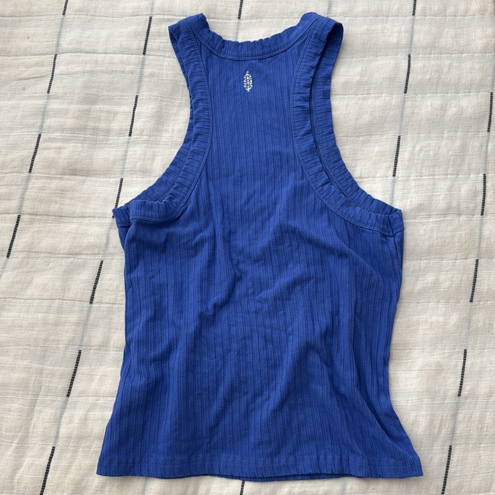 Free Movement Blue Ribbed Athletic Tank Top - Picture 3 of 3
